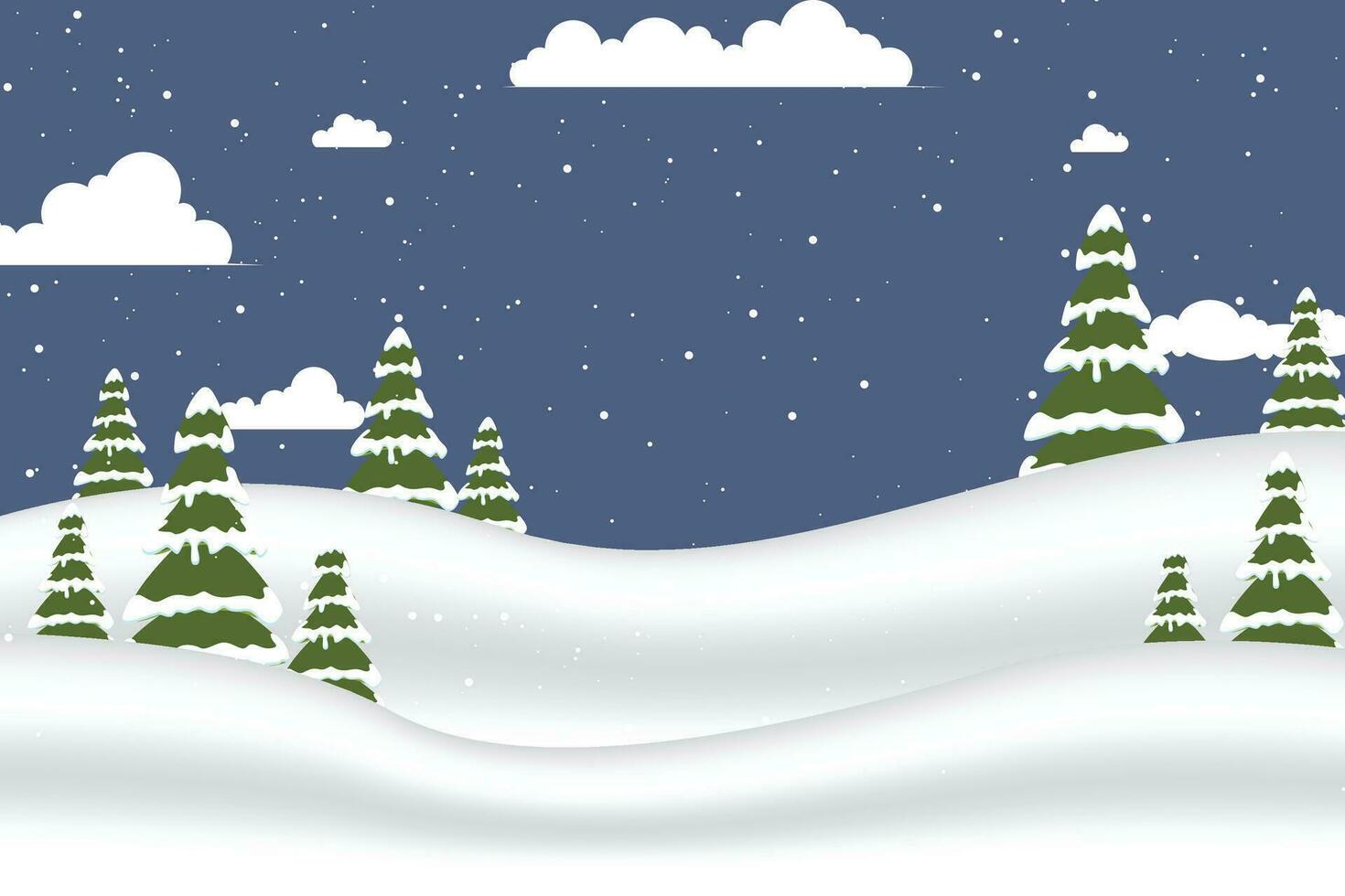 Flat Winter landscape background with snowy vector