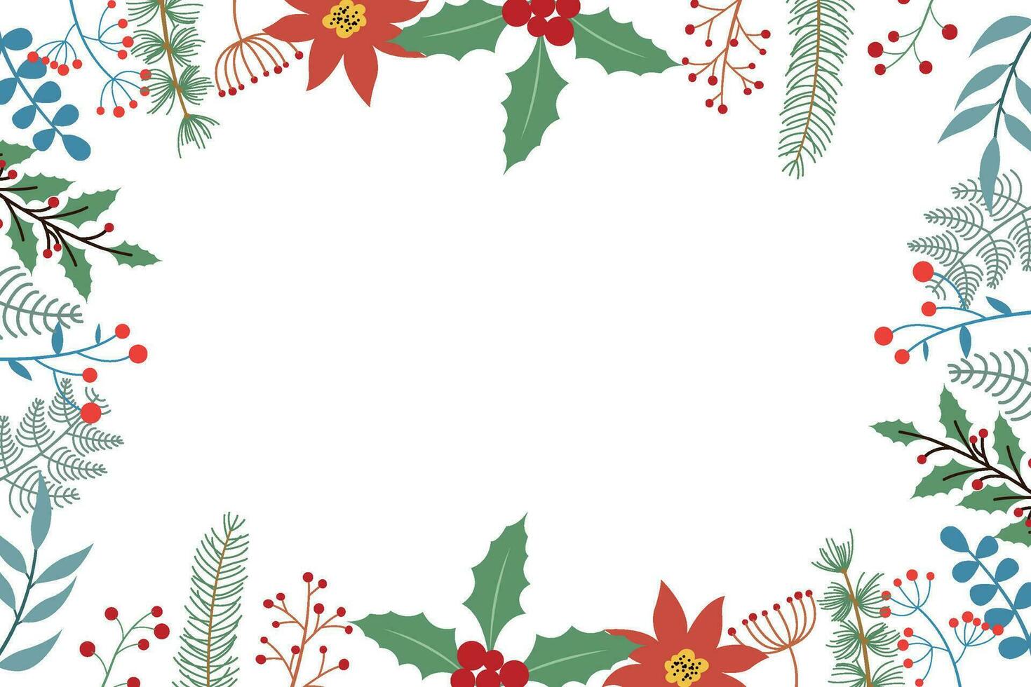 Flat Christmas background with Holly vector