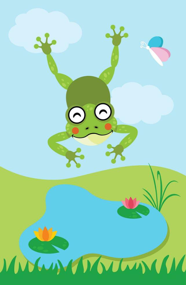 Frog living in nature vector