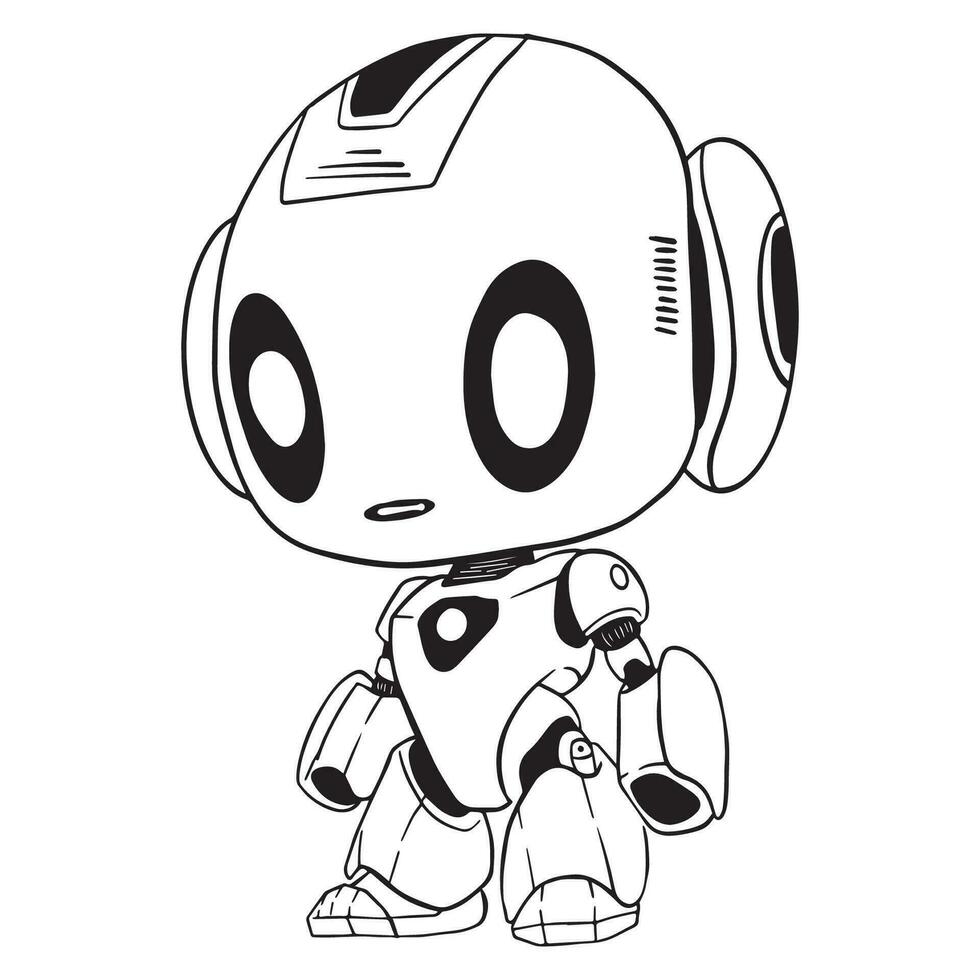 Cute Robot Outline art ,good for graphic resources, printable art, suitable for design resources, logo, template designs, and more. vector