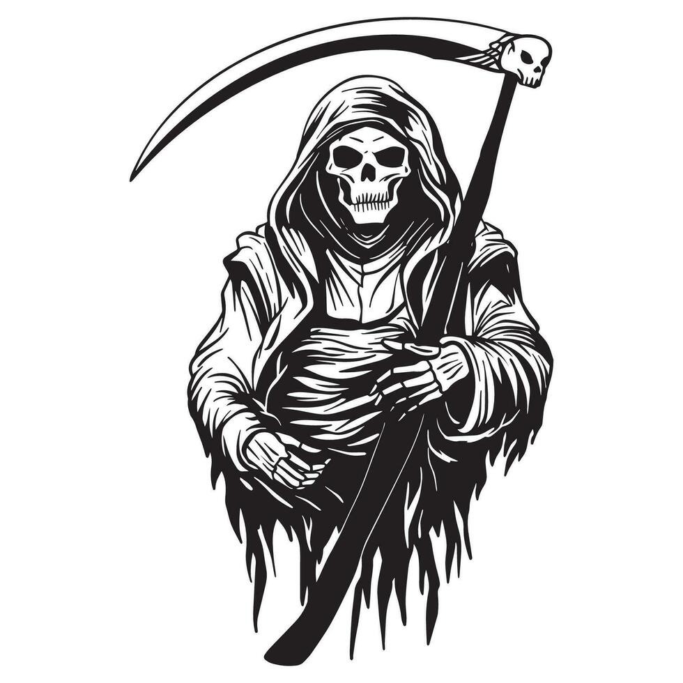 Grim Reaper Outline art ,good for graphic resources, printable art, suitable for design resources, logo, template designs, and more. vector