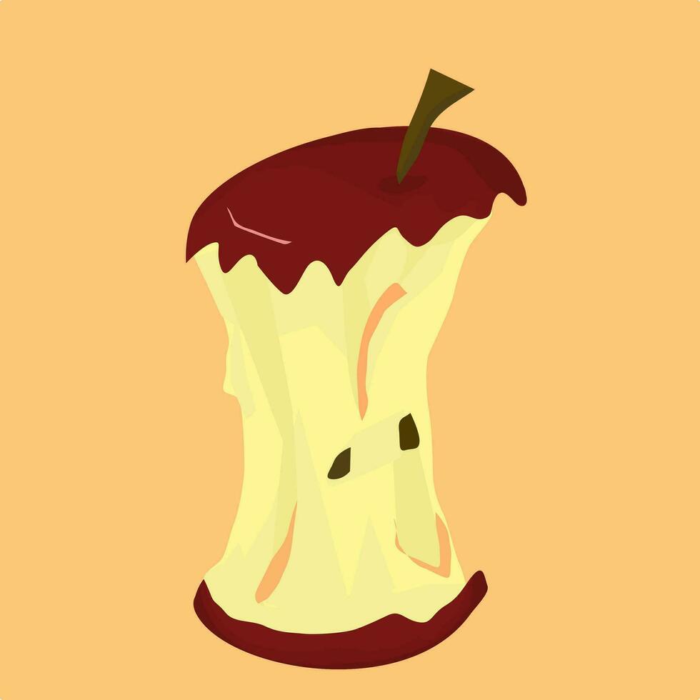 Eaten Red Apple Vector Illustration