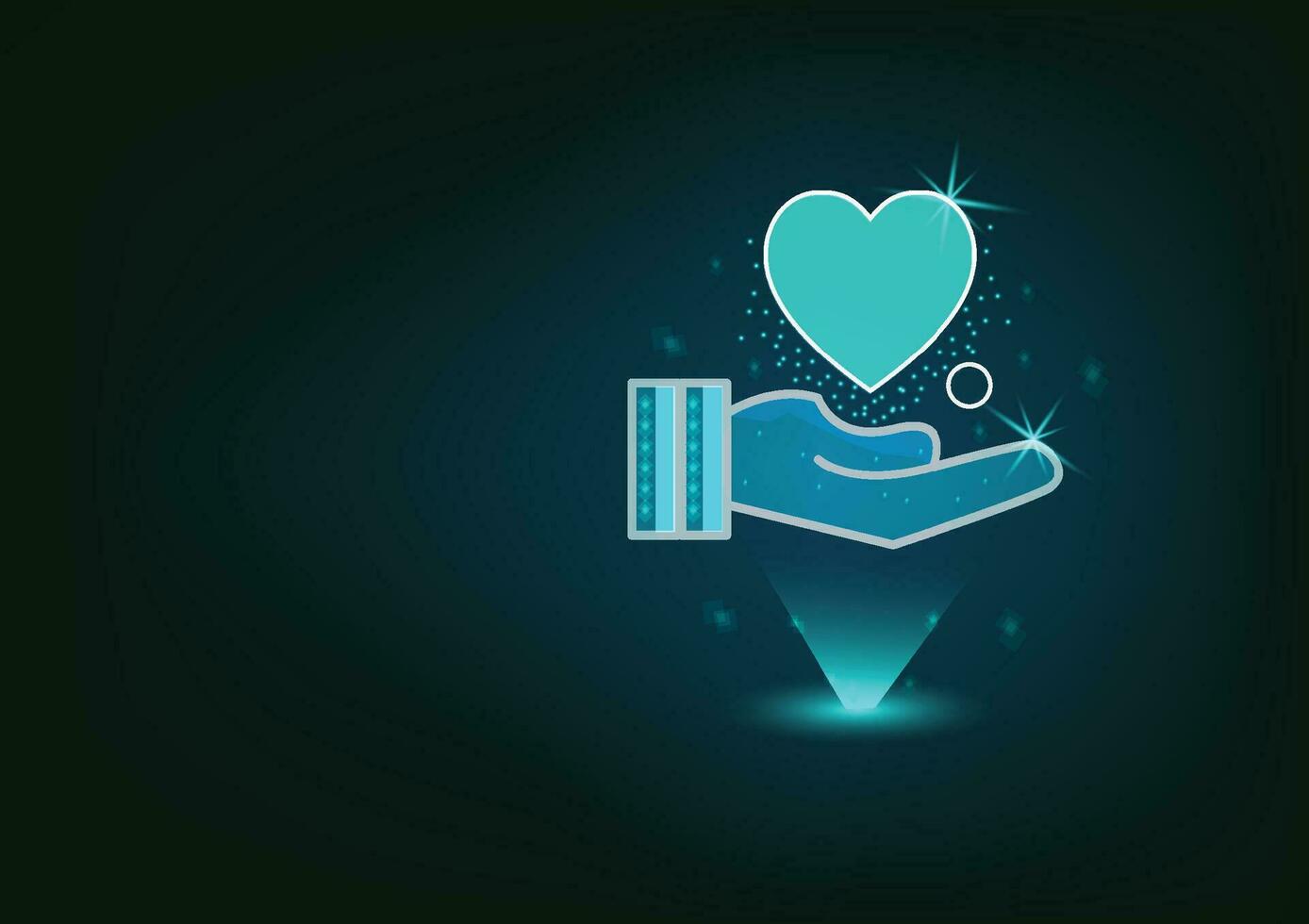 A hand holding heart on Dark background.heart health,happy volunteer charity,Sharing love. Valentine's day,hand holding heart sign,vector graphics,Vecter shows the principle of caring and good health. vector