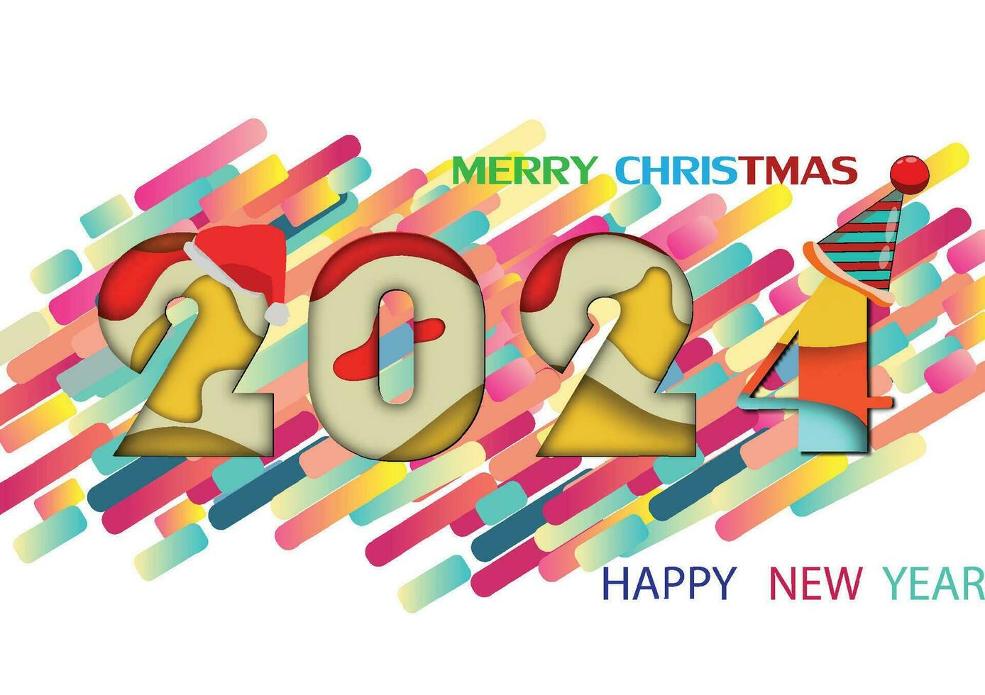 2024 contento nuevo año.papel cortar 2024 palabra para nuevo año festival.card,feliz,vector concepto lujo diseños y nuevo año celebracion. vector