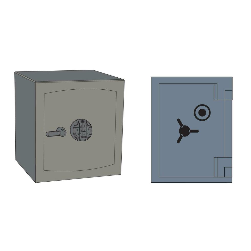 Bank safe vault door opening motion sequence animation. Metal steel round gate close, slightly ajar and open,safe vault finance bank line icon vector