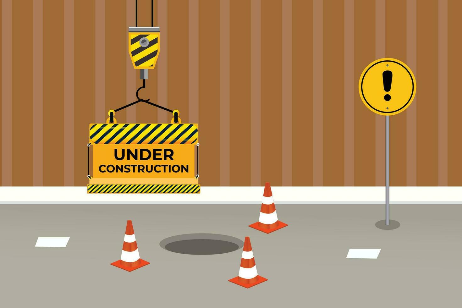 Vector vector construction sign under construct safety banner warning vector design