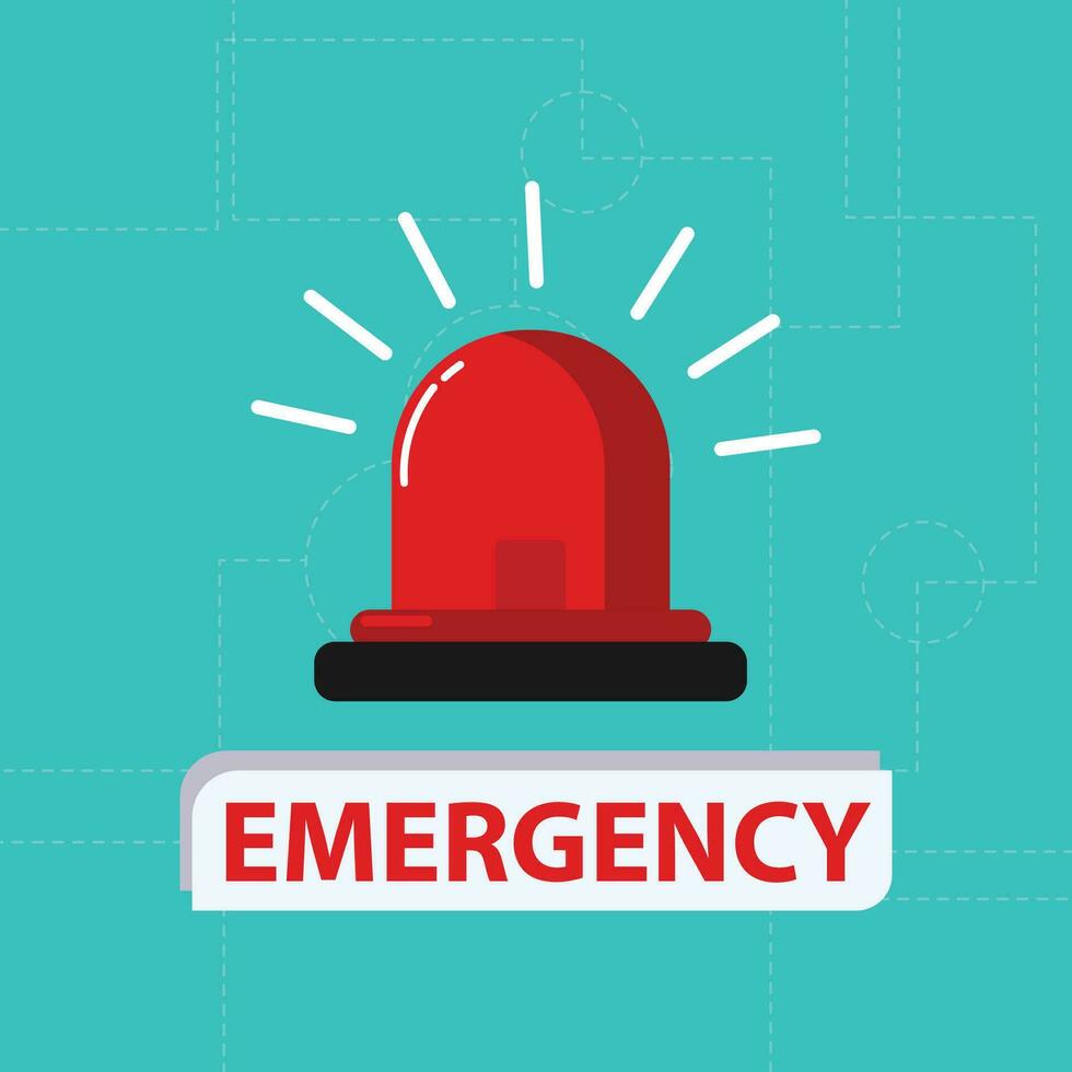 Vector emergency concept with red siren vector design