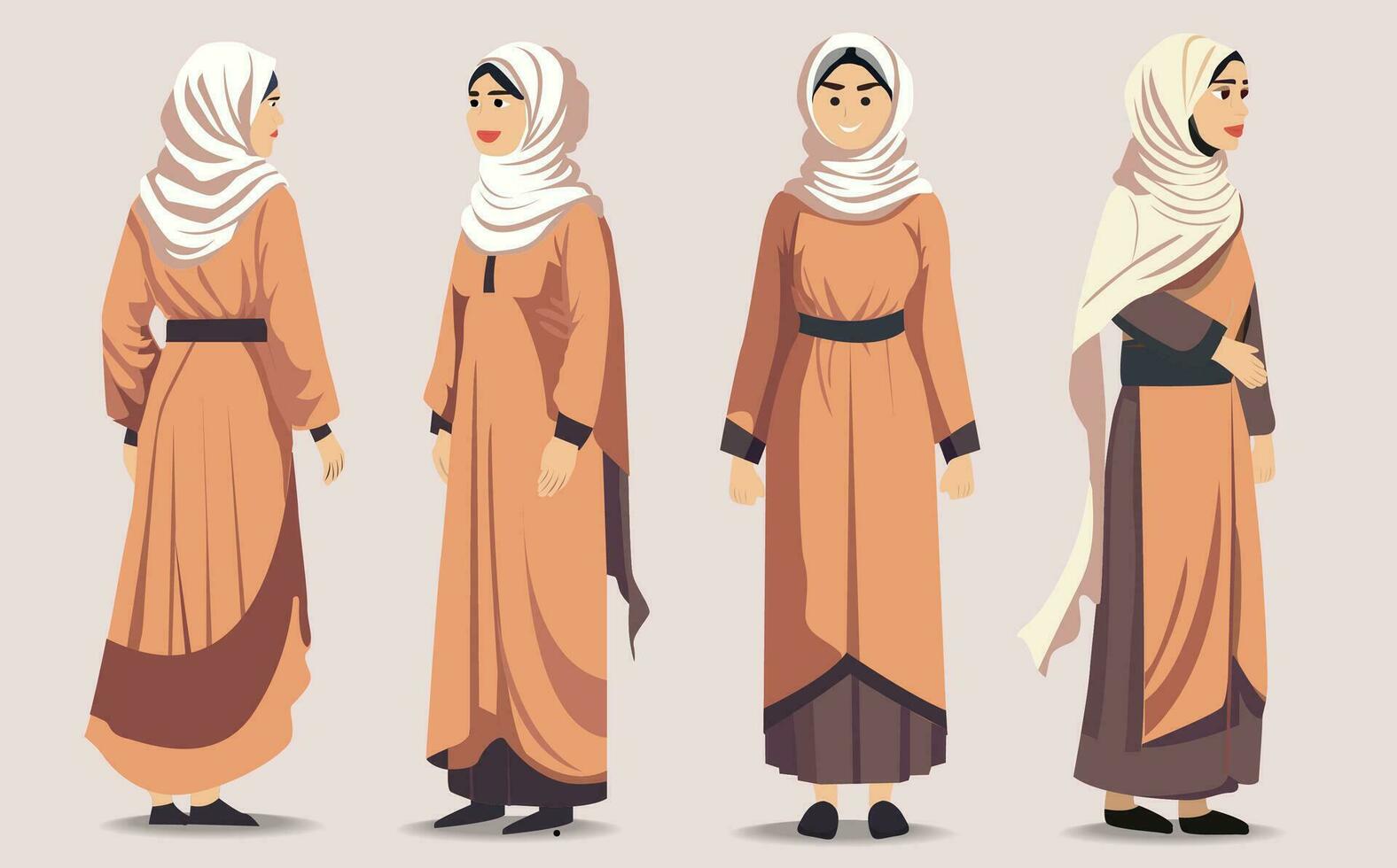 Muslim woman collection character illustration vector