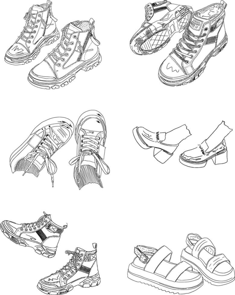 Zapatos bota ilustración pegatina icono vector