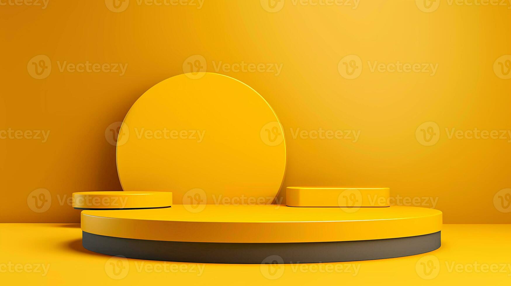 3D rendering podium, colorful bright yellow background. Abstract background with minimalist style for product brand presentation. photo