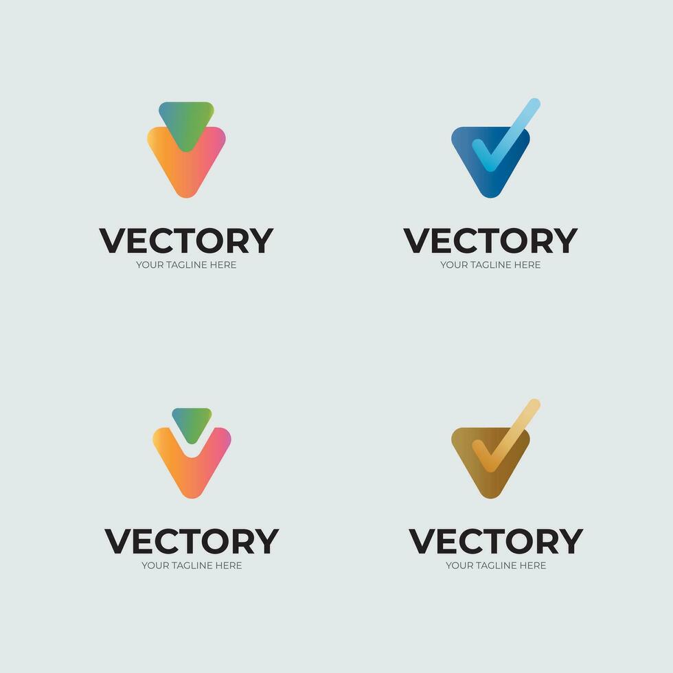 V letter triangular shape logo vector