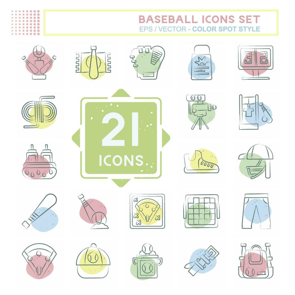 Icon Set Baseball. related to Sport symbol. Color Spot Style. simple design editable. simple illustration vector