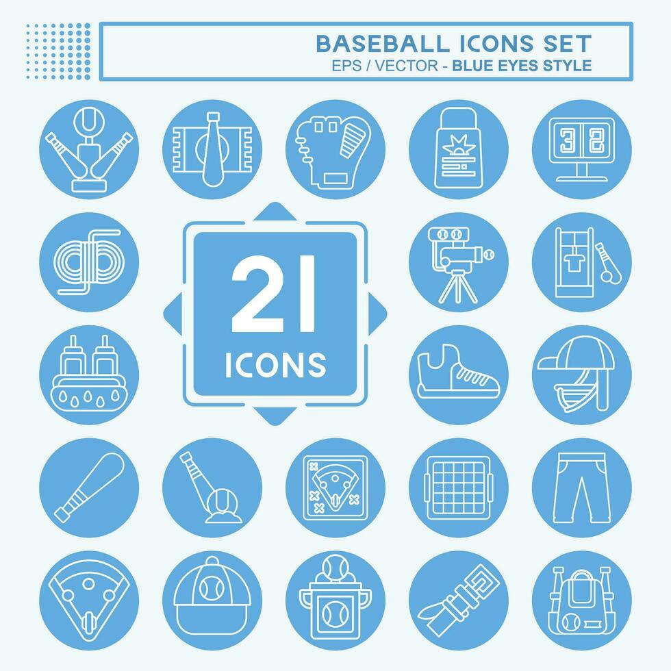 icono conjunto béisbol. relacionado a deporte símbolo. azul ojos estilo. sencillo diseño editable. sencillo ilustración vector