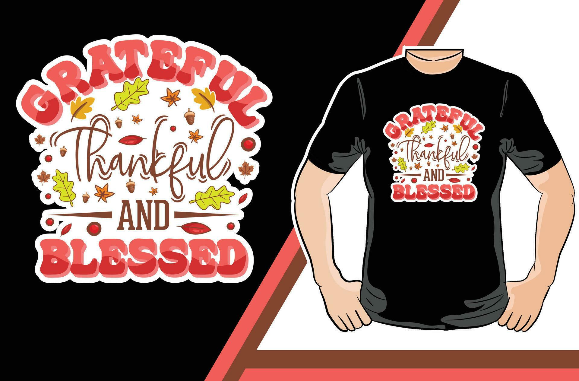 greatful thankful and blessed sticker t-shirt design 30185141 Vector
