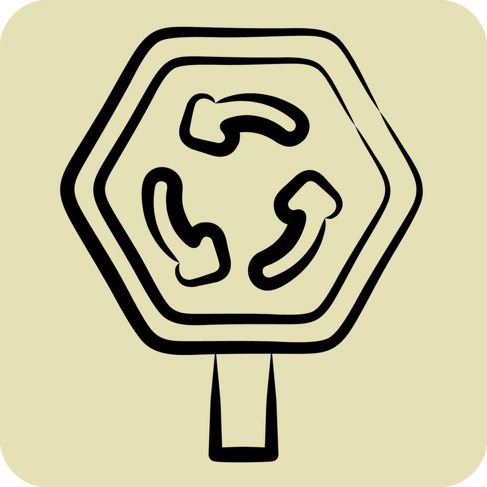 Icon Roundabout. related to Road Sign symbol. hand drawn style. simple design editable. simple illustration vector