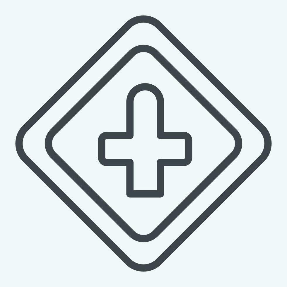 Icon Cross Roads Ahead. related to Road Sign symbol. line style. simple design editable. simple illustration vector