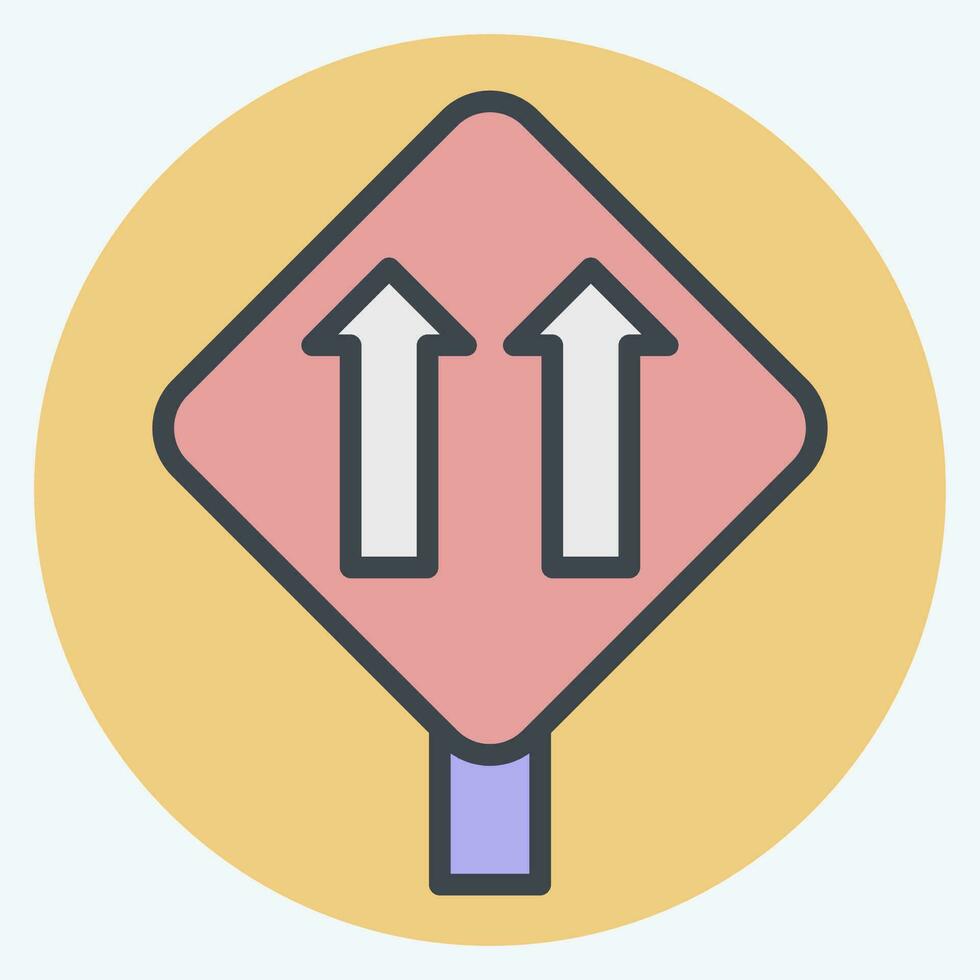 Icon One Way Traffic. related to Road Sign symbol. color mate style. simple design editable. simple illustration vector