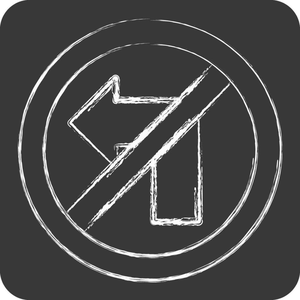 Icon No Left Turn. related to Road Sign symbol. chalk Style. simple design editable. simple illustration vector