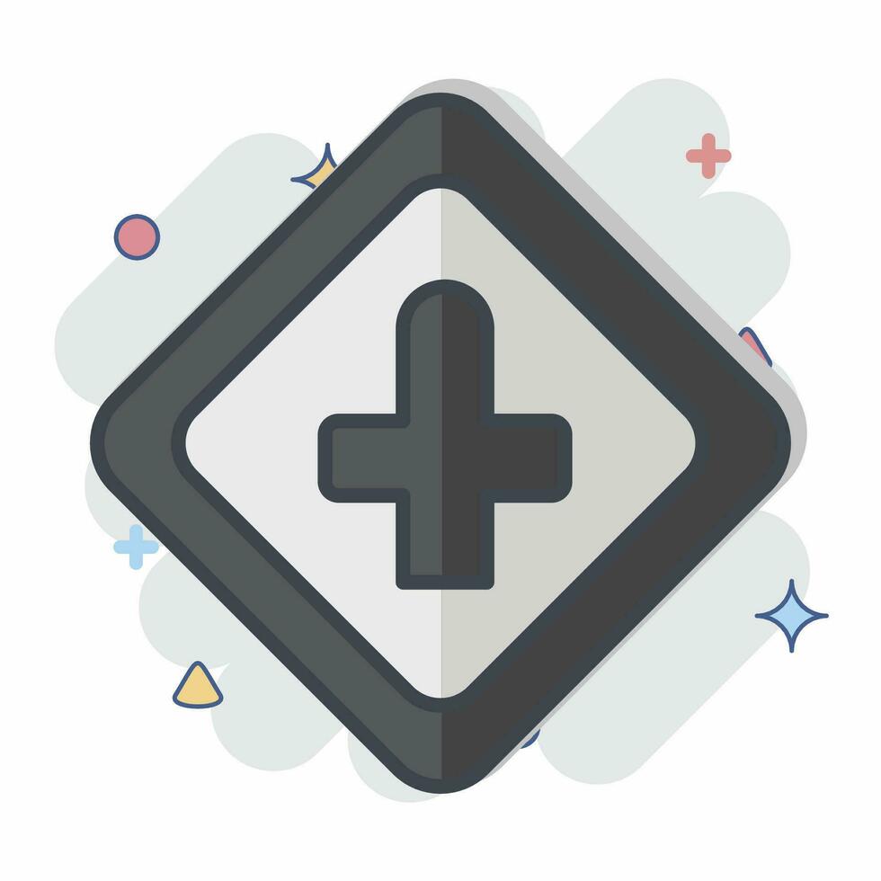 Icon Cross Roads Ahead. related to Road Sign symbol. comic style. simple design editable. simple illustration vector