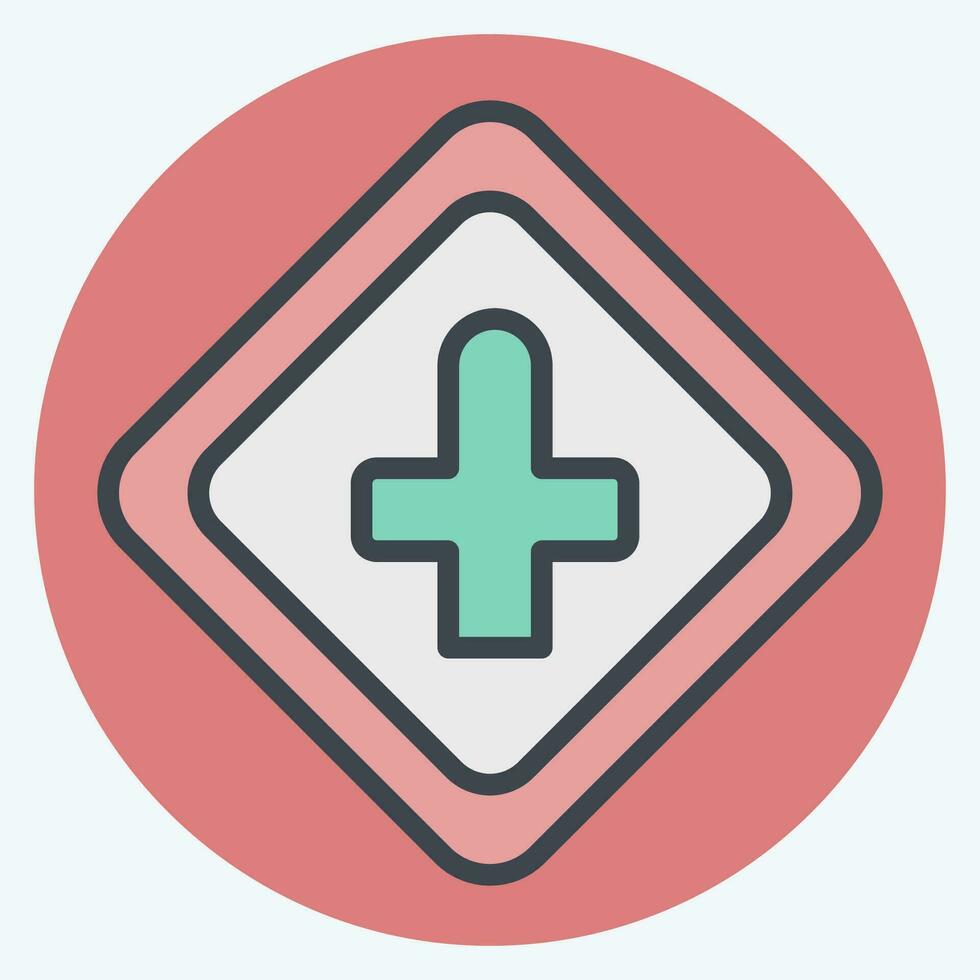 Icon Cross Roads Ahead. related to Road Sign symbol. color mate style. simple design editable. simple illustration vector