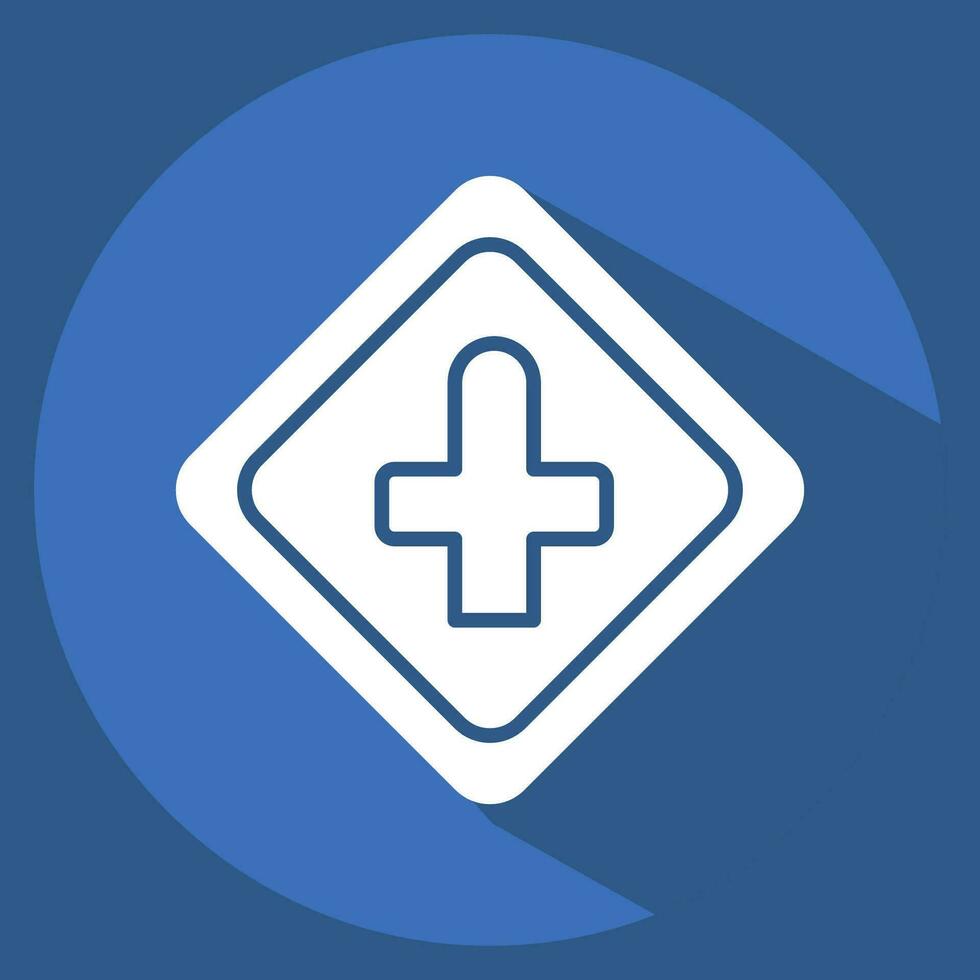 Icon Cross Roads Ahead. related to Road Sign symbol. long shadow style. simple design editable. simple illustration vector