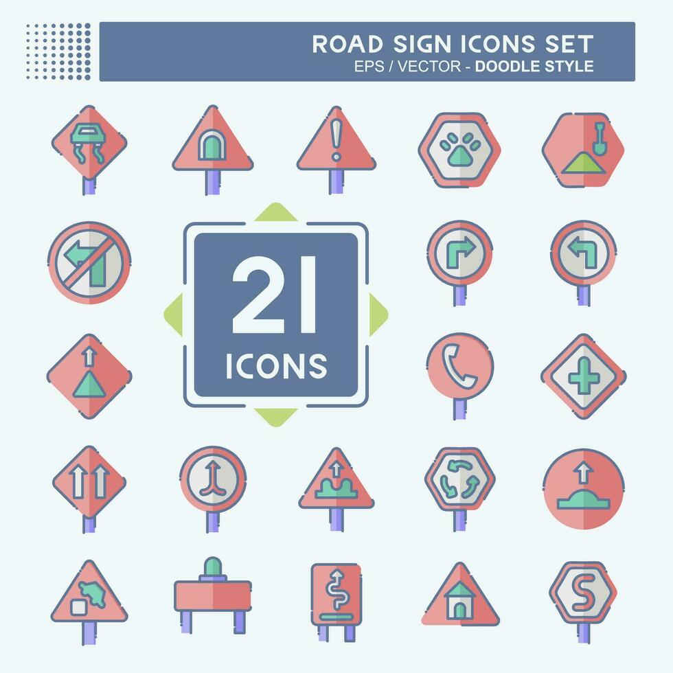 Icon Set Road Sign. related to Education symbol. doodle style. simple design editable. simple illustration vector