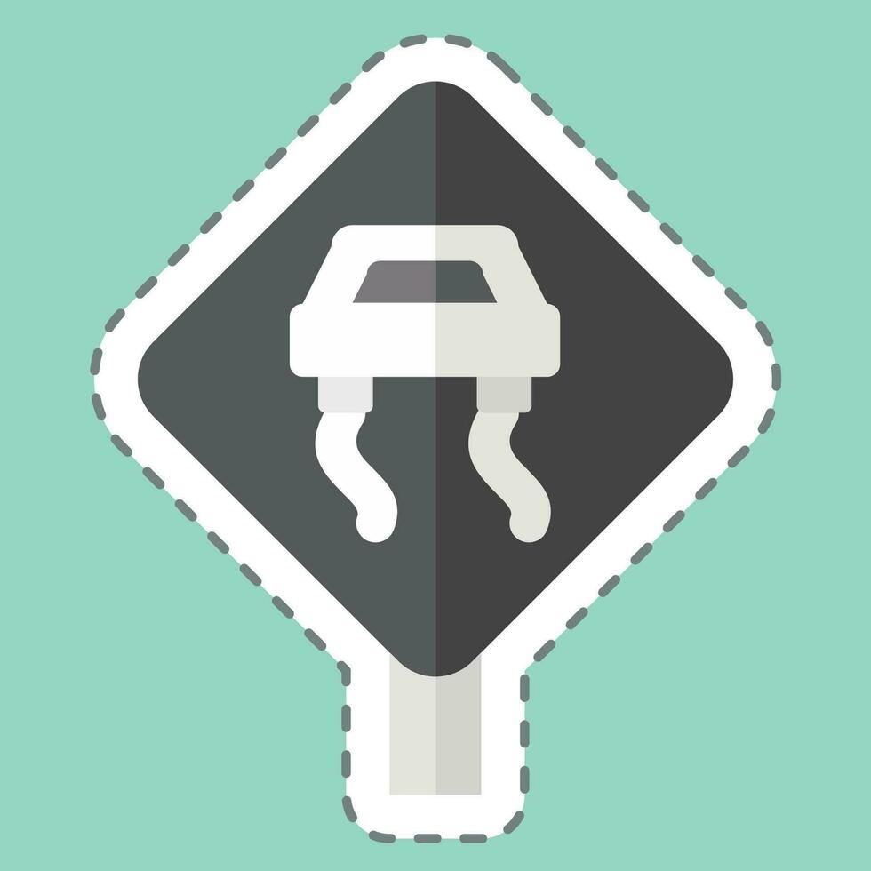 Sticker line cut Slippery. related to Road Sign symbol. simple design editable. simple illustration vector