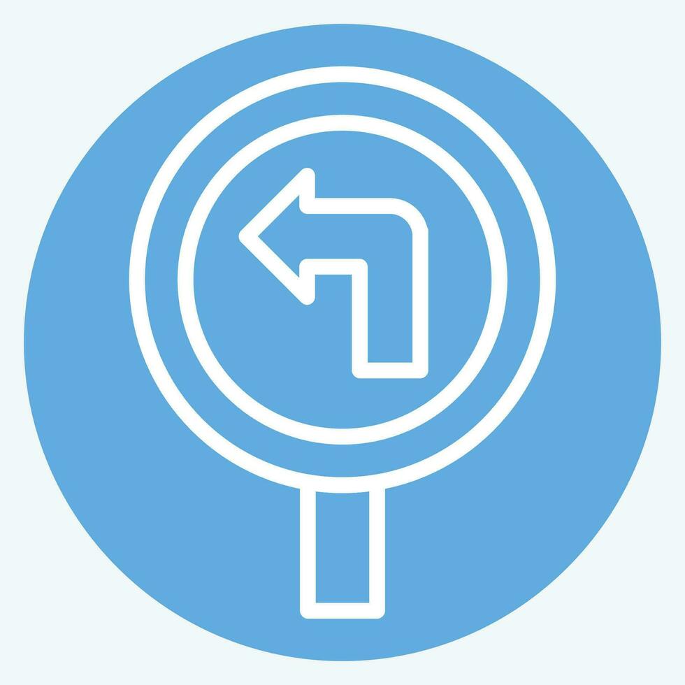 Icon Turn Left Ahead. related to Road Sign symbol. blue eyes style. simple design editable. simple illustration vector