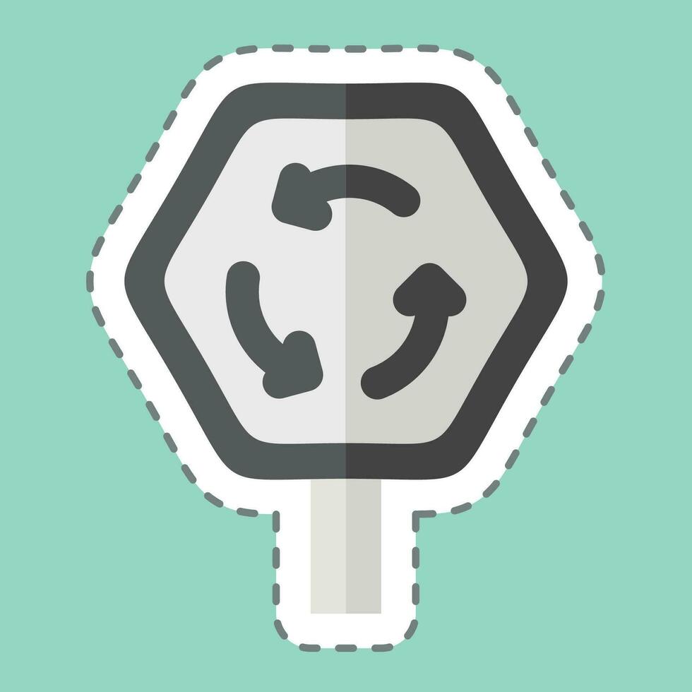 Sticker line cut Roundabout. related to Road Sign symbol. simple design editable. simple illustration vector
