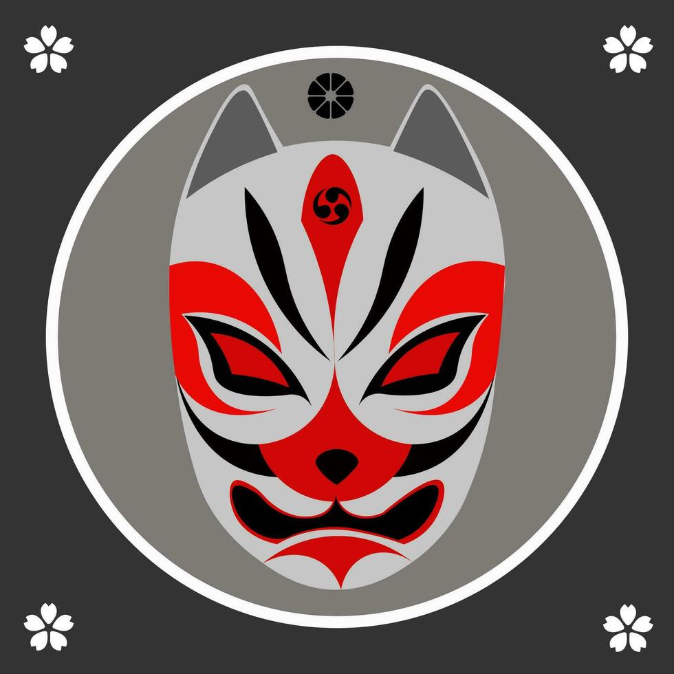 japanese fox mask vector