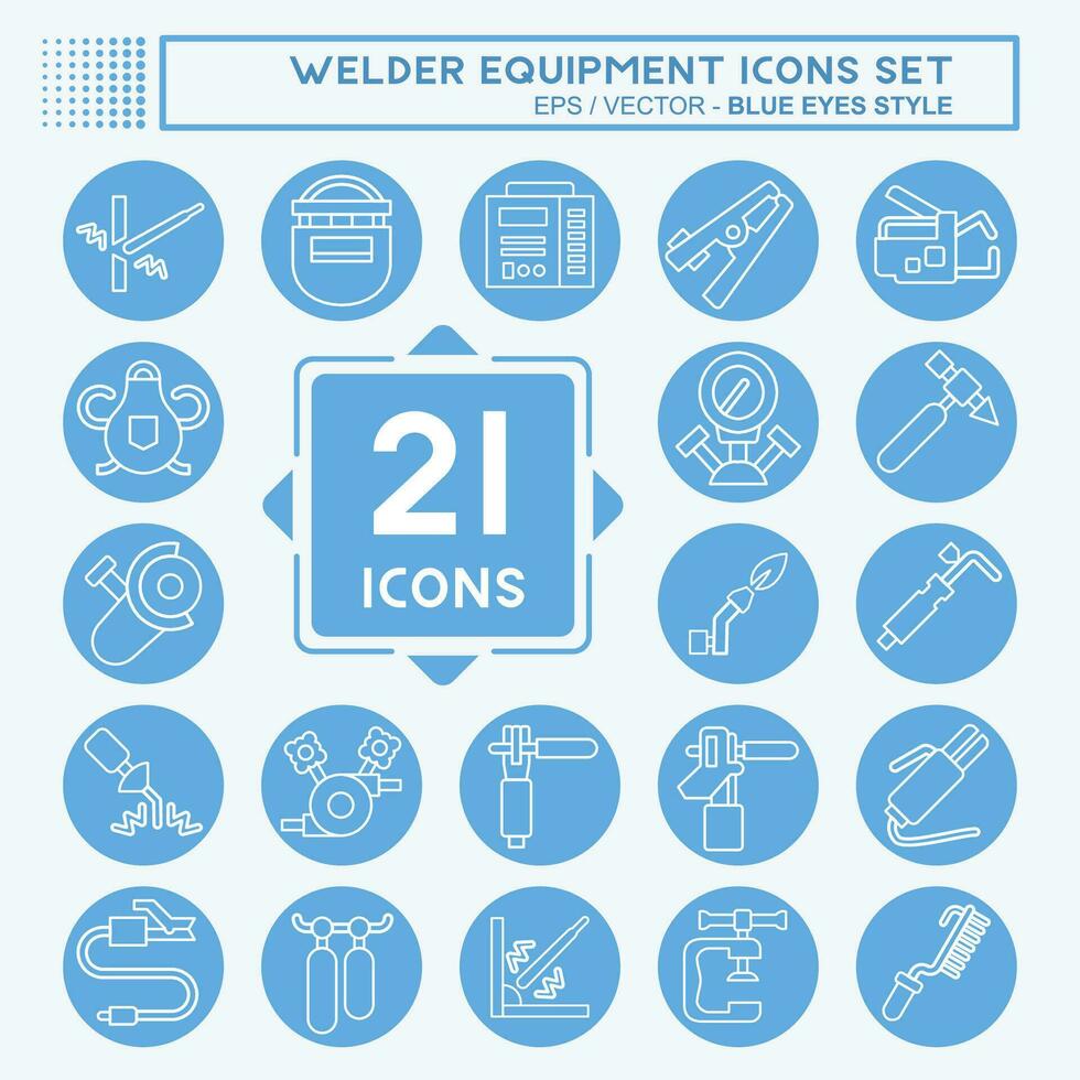 Icon Set Welder Equipment. related to Building Tool symbol. blue eyes style. simple design editable. simple illustration vector