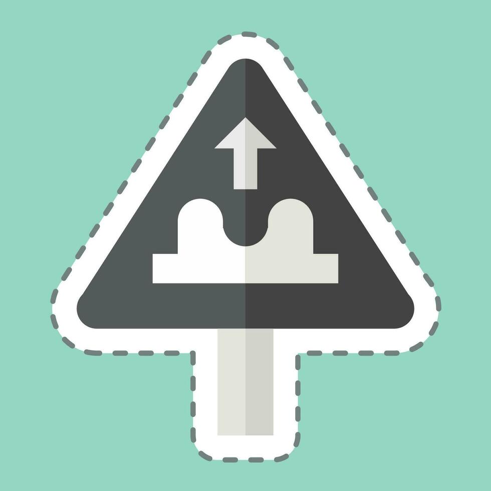 Sticker line cut Uneven Road. related to Road Sign symbol. simple design editable. simple illustration vector