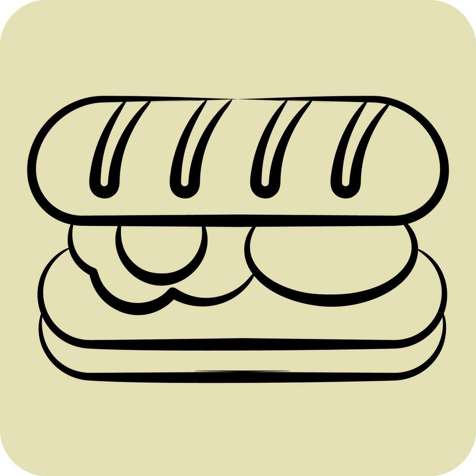 Icon Submarine Roll. related to Breakfast symbol. hand drawn style. simple design editable. simple illustration vector