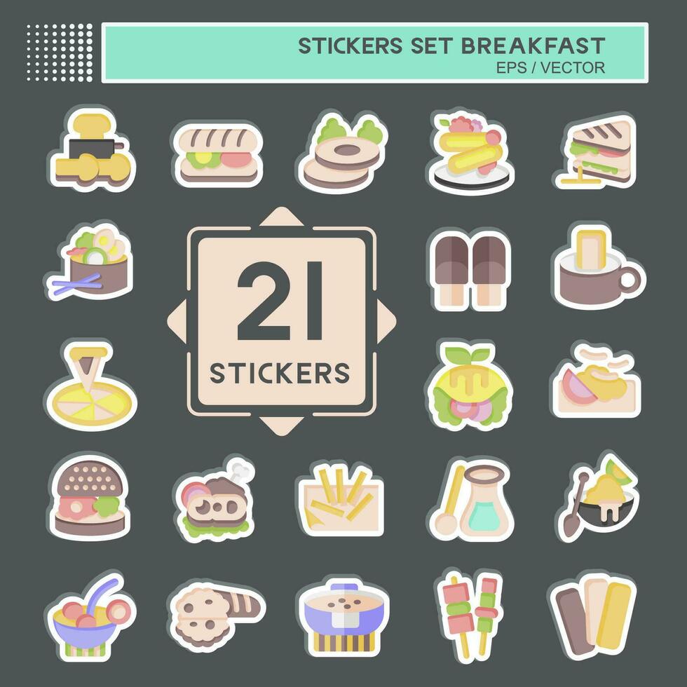 Sticker Set Breakfast. related to Food, Diner symbol. simple design editable. simple illustration vector