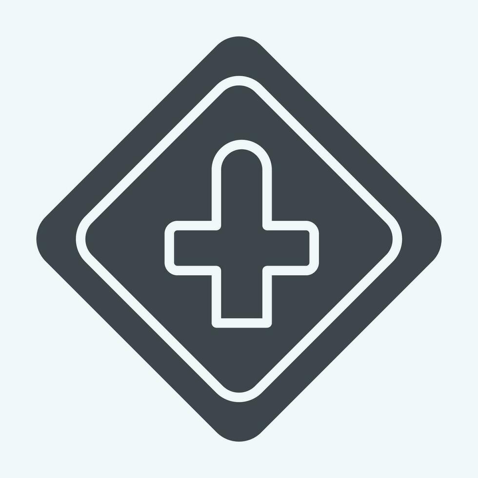 Icon Cross Roads Ahead. related to Road Sign symbol. glyph style. simple design editable. simple illustration vector