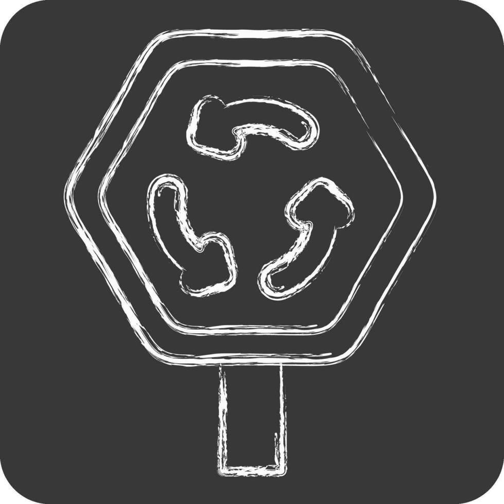 Icon Roundabout. related to Road Sign symbol. chalk Style. simple design editable. simple illustration vector