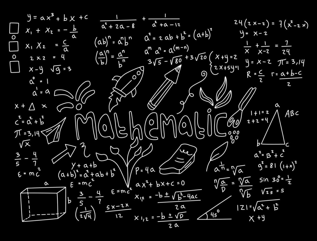 ilustración realista del fondo de la pizarra de matemáticas vector