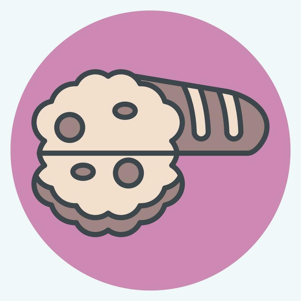 Icon Bread. related to Breakfast symbol. color mate style. simple design editable. simple illustration vector
