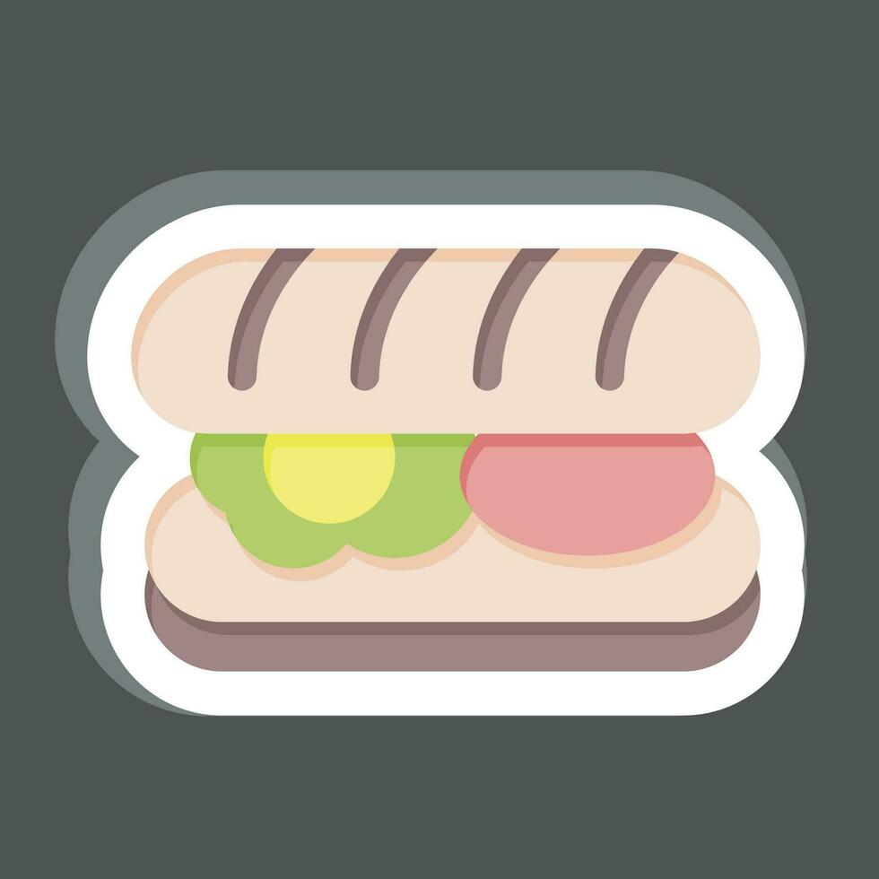 Sticker Submarine Roll. related to Breakfast symbol. simple design editable. simple illustration vector