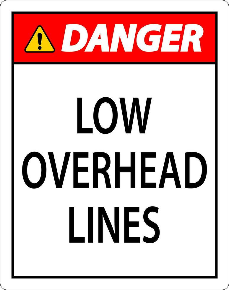Danger Sign Low Overhead Lines vector