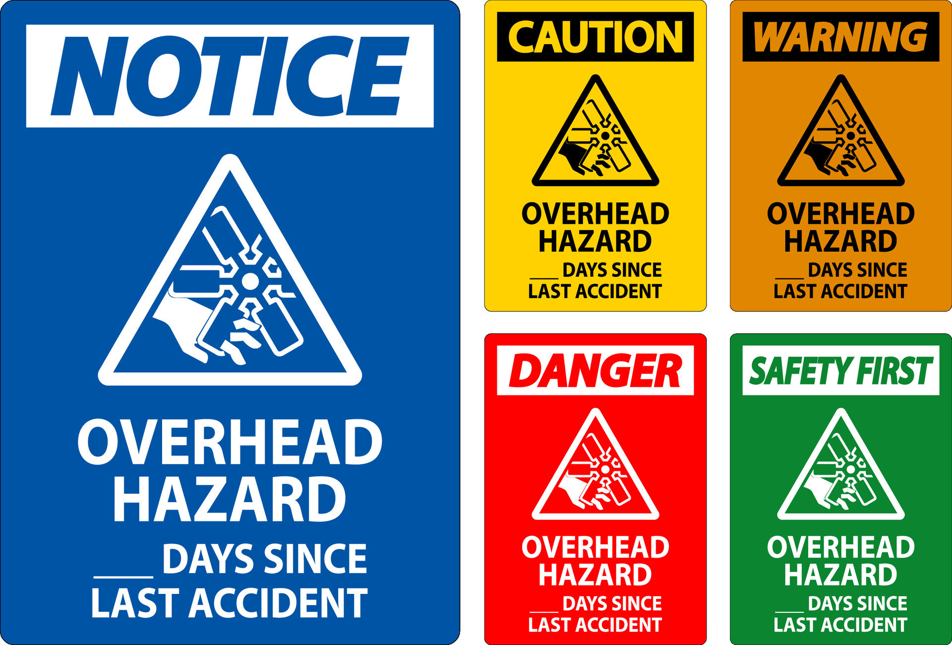 Caution Sign Overhead Hazard Days Since Last Accident 30185838 Vector Art at Vecteezy