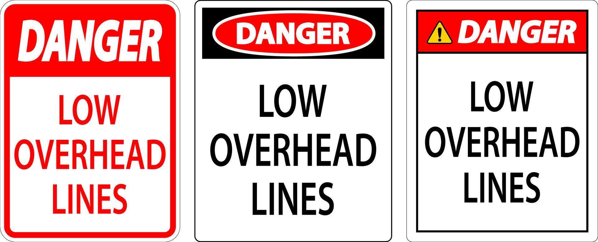 Danger Sign Low Overhead Lines vector