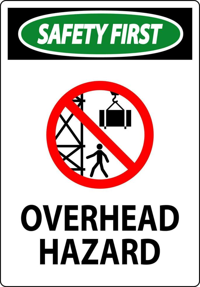 Safety First Sign Overhead Hazard vector