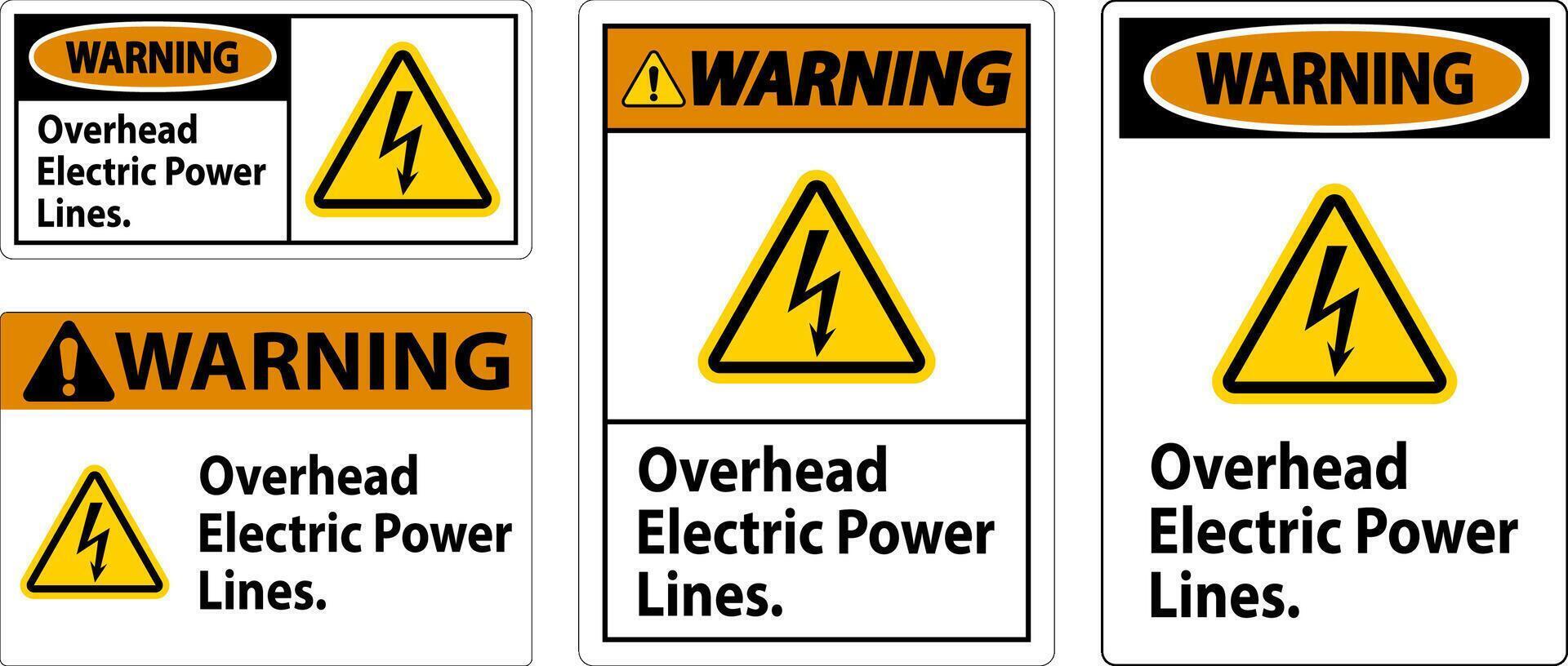 Warning Sign Overhead Electric Power Lines vector