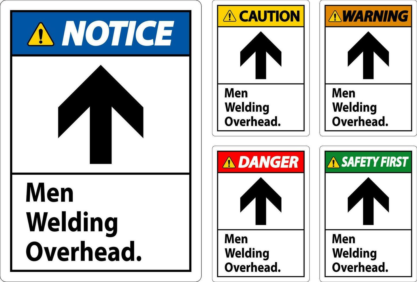 Danger Sign Men Welding Overhead. vector
