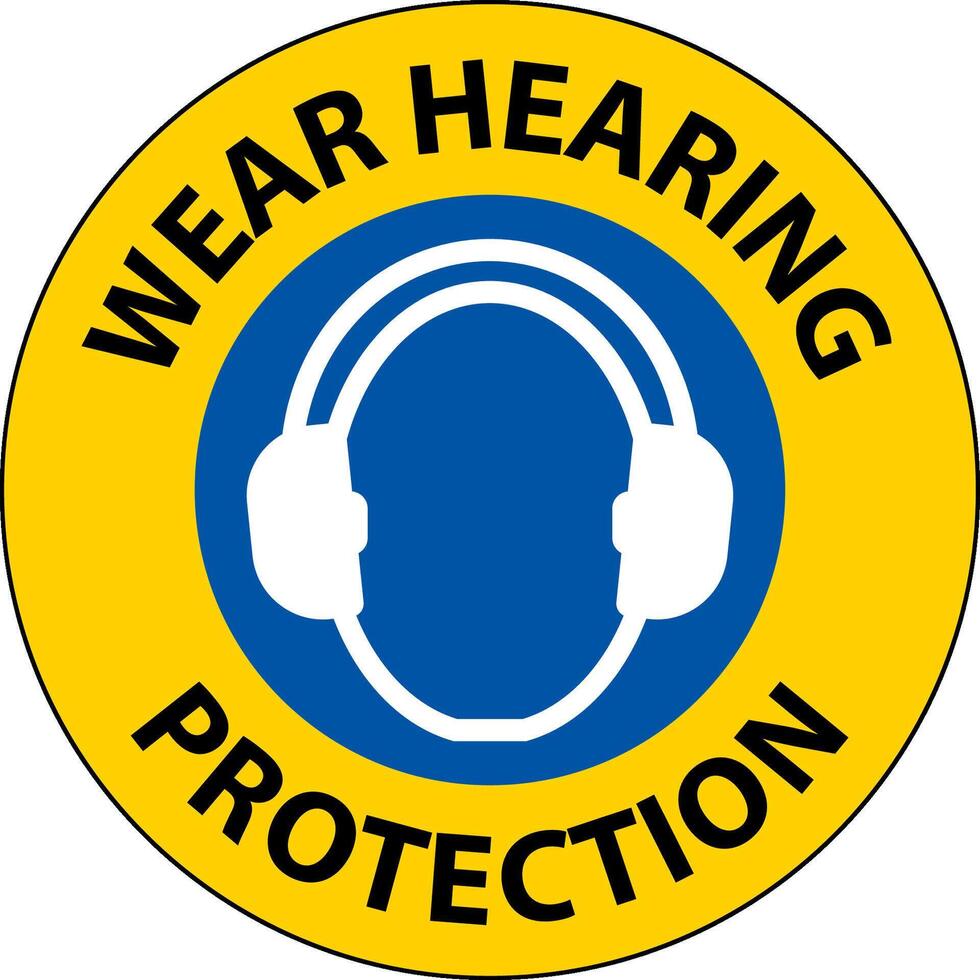 Caution Wear hearing protection on transparent background vector