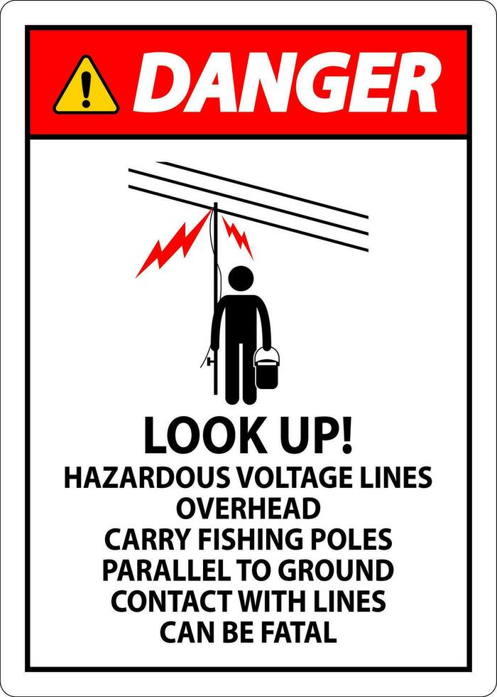 Danger Sign Look Up Hazardous Voltage Lines Overhead vector