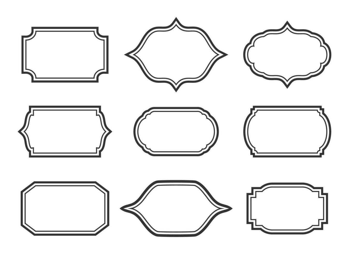vector Clásico vacío marco etiquetas conjunto de nueve