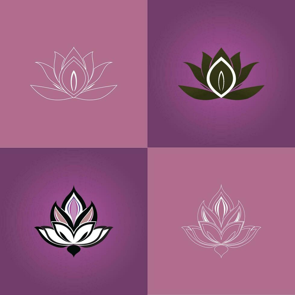 lotus logo with line art design vector