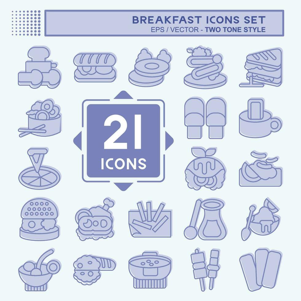 Icon Set Breakfast. related to Food, Diner symbol. two tone style. simple design editable. simple illustration vector